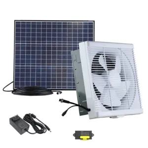 Nieuw Type Luchtkoeler Badkamer Slaapkamer Ventilator Zonnepaneel Dc & Ac Dual Powered Abs Louvre Muur Fan 12 ''Zolder Ventilator