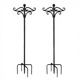 Adjustable Heavy-Duty Iron Vintage Shepherd <b>Hook</b> Two-Sided Feeder <b>Pole</b> Garden Ornament Weather Resistant Hanging Flower Basket - Product Image 3