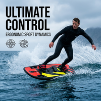 Planche de surf électrique LowMoq Jet Board Flame Stripe Scarlet Obsidian avec double sangle de pied, vitesse maximale de 65 km/h, scooter aquatique