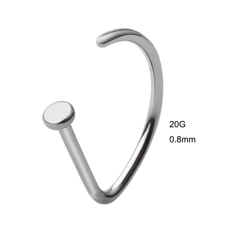 Eternal Metal 20G 0.8mm ASTM F136 Titanium Nostril D Shape Nose Ring Ear Cartilage Body Piercing Jewelry