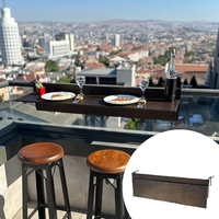 Table suspendue Combohome pour balustrades, table de service en bois pour véranda, table de service peu encombrante pour petits balcons