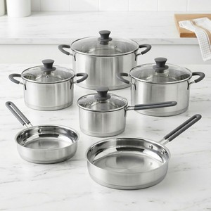 Nouvel arrivage d'usine : Batterie de cuisine en acier inoxydable avec poignées, comprenant des casseroles, des faitouts et des marmites à fond brasé - Product Image 5