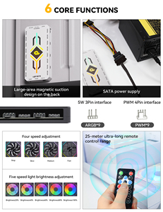 Controlador de Ventiladores ARGB PWM de Aluminio UpHere, 9 Puertos RGB con Control Remoto, Diseño Magnético para Escritorio, en Stock - Product Image 5