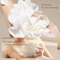 Sac en filet moussant pour savon avec cordon de serrage, non-dispersant, pour savon en forme de fleur, pochette de protection pour savon, gommage pour le dos sous la douche, sac en maille exfoliant