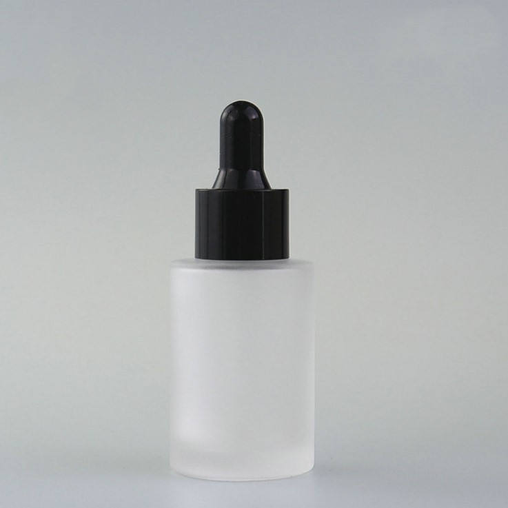 frosted bottle with black dropper head