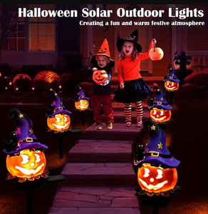 Luces Solares de Jardín para Halloween, Luces LED con Forma de Calabaza y Fantasma, Decoraciones Impermeables para Exteriores, Patio, Césped y Caminos - Product Image 2