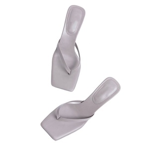 Sandalias de tacón alto con punta cuadrada para mujer, chanclas, 2021 - Product Image 5