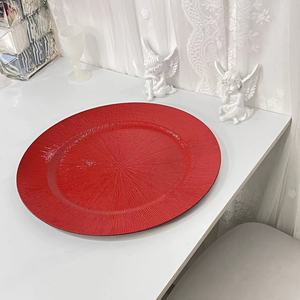Platos de Plástico Rojos para Bodas, Hoteles y Fiestas, Diseño Retro, Platos Decorativos de Plástico Rojo Brillante, Decoración de Mesa - Product Image 1