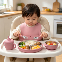 Ensemble de sevrage pour bébé en acier inoxydable 6 pièces du fabricant – Assiette compartimentée, bol à ventouse et ustensiles en silicone pour tout-petits