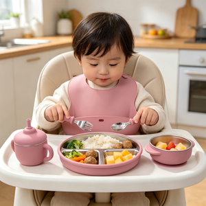 Ensemble de sevrage pour bébé en acier inoxydable 6 pièces du fabricant – Assiette compartimentée, bol à ventouse et ustensiles en silicone pour tout-petits - Product Image 2