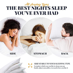 Almohada de Lujo con Logotipo Personalizado al por Mayor, Ajustable, con Capas, de Satén Blanco a Rayas, para Hoteles - Product Image 4