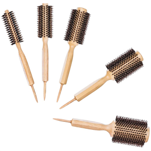 Beauty Salon Natural Large Wooden Mixed Boar Bristle Hair <strong>Round</strong> <strong>Brush</strong> - Product Image 1