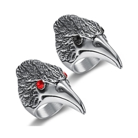 Punk Charm Animal bijoux Vintage rouge noir oeil tête d'aigle anneau en acier inoxydable pour hommes mode Hip Hop Biker anneau