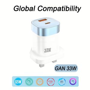 Global Compatibility 33W GaN Type C Portable Charger Fast Charger Quick Charge 3.0 for All Mobile Phone Power Wall <b>Adapter</b> - Product Image 4