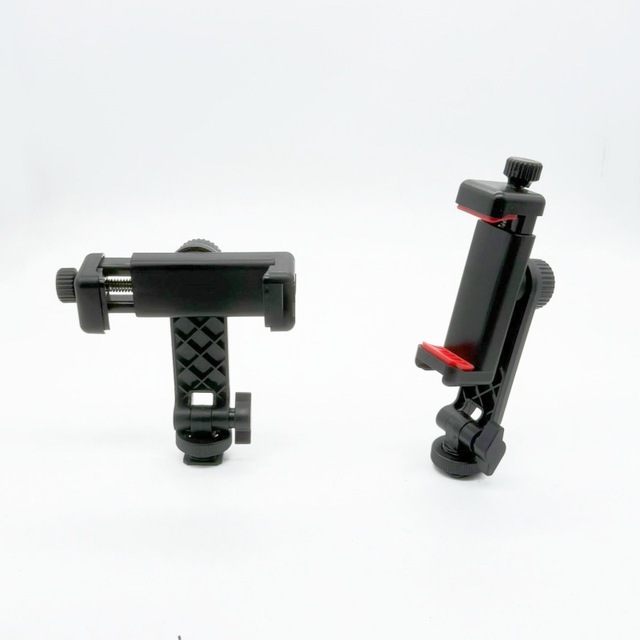 Universal Hot Shoe Phone Clip with Cold Shoe 1/4 Screw Hole 360 Adjustable Mount for Tripod Selfie Stick Camera Vlog Live Stream