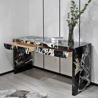 OEM ODM Ensemble de salle à manger meuble en pierre naturelle coiffeuse avec tiroir calacatta alto table console en marbre noir