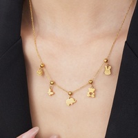 Collier Pendentif FY Fashion Jewelry Élégant en Acier Inoxydable Personnalisable avec Breloques Cœur, Croix, Étoile de Mer, Nœud Papillon, Trèfle et Fleur