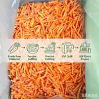 Carottes IQF surgelées 100% pures, coupées uniformément en bâtonnets, en vrac, pour la restauration, plats préparés, usine, mélange de légumes pour hot pot