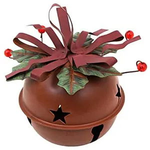 Campana de Navidad Patrón de estrella Decoraciones de Navidad Vintage Red Bola grande Metal Jingle Bell Decoración de árbol de Navidad