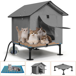 Prix d'usine, grande maison chauffante pour chat 3 en 1 avec lit surélevé et coussin chauffant pour chats d'extérieur - Product Image 2