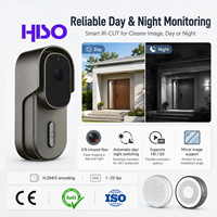 Sonnette vidéo intelligente pour porte d'entrée avec WiFi, 1920x1080, H264, H265, vision nocturne ICR 140 degrés, 25 ips, audio full duplex et détection de présence