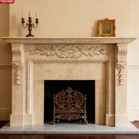 YOUFINE Cheminée en marbre de style classique romain, sculptée à la main avec des motifs floraux, pour la décoration d'hôtels haut de gamme