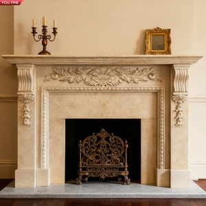 YOUFINE - Marco <span class=keywords><strong>de</strong></span> Chimenea <span class=keywords><strong>de</strong></span> Mármol con Pilar Romano Clásico, Tallado a Mano con Motivos Florales, para Decoración <span class=keywords><strong>de</strong></span> Hoteles <span class=keywords><strong>de</strong></span> Alta Gama - Product Image 3
