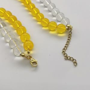 Collar de cuentas de esmalte de la suerte de topacio de cristal blanco de cristal transparente de diseño personalizado hecho a mano de 10mm - Product Image 5