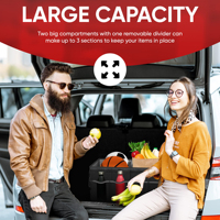 Organisateur de voiture pliable à plusieurs compartiments, organisateur de coffre de SUV, sac de rangement de siège arrière de voiture avec poche