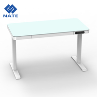 Cadre de bureau debout électrique à double moteur E4 bureau d'ordinateur moderne en verre ergonomique réglable en hauteur pour usage domestique