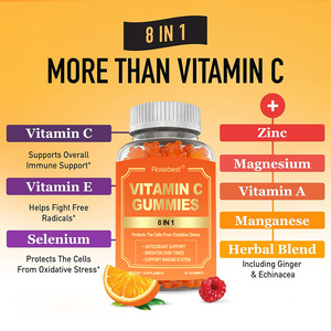 Rosebest OEM Private Label Vegan Pectin 750mg Vitamine <span class=keywords><strong>C</strong></span> Gummies Complément alimentaire pour soutenir l'immunité avec zinc, sélénium, magnésium, manganèse - Product Image 2