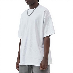 T-shirt blanc ample uni oversize à épaules tombantes pour homme, en coton doux, manches courtes, décontracté, vintage, écologique, respirant - Product Image 1