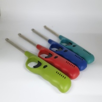 Briquet à gaz pour barbecue à longue portée avec logo personnalisé, allume-feu pour bougies, allume-feu de camping extérieur rechargeable, allume-feu de cuisinière avec verrou de sécurité