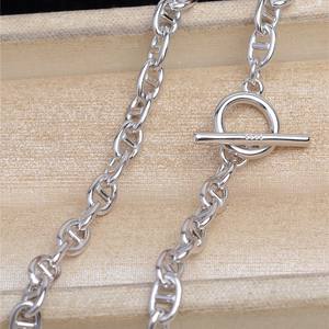 Collier en argent S925 épais de 5 mm, style « nez de cochon », pour femmes et hommes, prêt à porter, bracelet 5513, design élégant de chaîne de pull en corde - Product Image 1