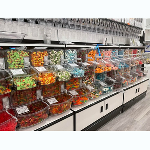 Charming Gourmet Candy Store acrylic bin display shelf chocolate bulk candy rack display Candy Shop Interior Design