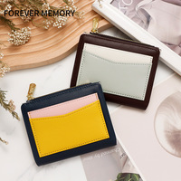 Dompet Wanita Kulit PU Dompet Pendek Resleting Dengan 7 Slot Kartu Kantong Resleting Koin Jendela Foto Kompartemen Uang Tunai