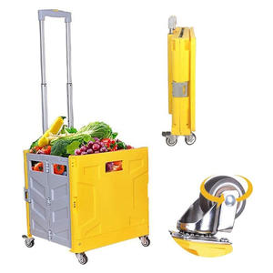 Chariot de rangement de voyage en plastique dur pour le camping avec roue de défilement valise à bagages pliable avec couvercle et tige de traction - Product Image 6