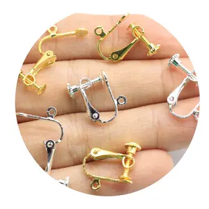 Convertidor de pendientes sin perforaciones, Clips de oreja de tornillo chapados en oro y plata, ajuste de gancho para pendientes, accesorio de joyería artesanal