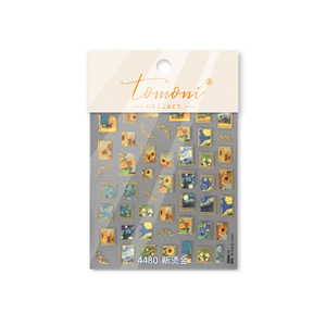Whoselase Pegatinas 3D <span class=keywords><strong>de</strong></span> lámina dorada fina para <span class=keywords><strong>uñas</strong></span>, diseño <span class=keywords><strong>de</strong></span> pintura al óleo <span class=keywords><strong>de</strong></span> Van Gogh, girasoles, cielo estrellado, marco vintage, calcomanías para <span class=keywords><strong>uñas</strong></span>, manicura DIY - Product Image 6