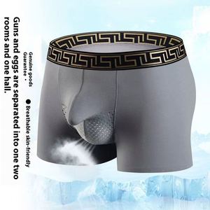Men's Sexy Mid-Rise Breathable Modal <b>Boxer</b> Briefs Large Size High Elastic Seamless Mid-Waist Youth Underwear with <b>Custom</b> Logo - Product Image 1