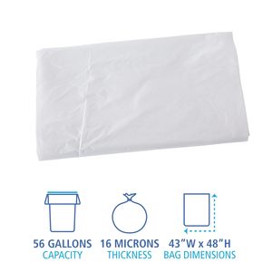 Bolsas de Basura Industriales de Alta Densidad Boardwalk, 43 x 48 Pulgadas, Paquete Plano, 56 Galones, Color Natural, 200 Cajas - Product Image 4
