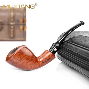 Muxiang Wooden Tobacco Pipe Bent Type 3mm Metal Filter Solid Wood Smoking Pipe - Product Image 1