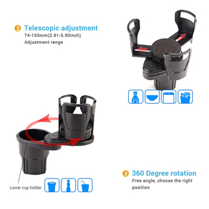 ที่วางแก้วในรถยนต์แบบ 2 in 1 ขยายได้ ฐานปรับได้ 360 องศา ที่วางเครื่องดื่มกันสั่น ที่วางขวดในรถยนต์แบบมั่นคง - Product Image 3