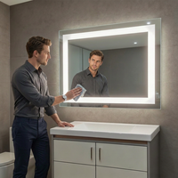 Miroir intelligent mural éclairé 48x36 pouces, certifié UL, avec capteur tactile et anti-buée, miroir LED pour salle de bain, vente en gros pour hôtels