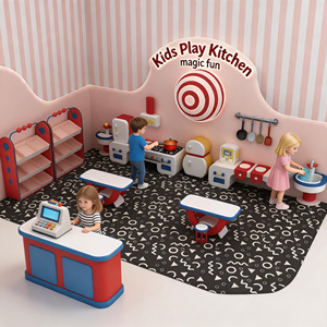 Équipement de terrain de jeu intérieur commercial personnalisé : espace de jeu souple avec maisonnette de jeu de rôle, cuisine d'imitation et filet d'escalade pour enfants à vendre - Product Image 3