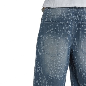 กางเกงยีนส์เดนิมทรงหลวมลายหยดน้ำแฟชั่นสำหรับผู้หญิง ขากว้างทรงแบ็กกี้ - Product Image 4