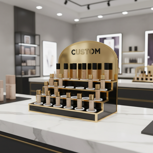 Expositor de Acrílico Personalizado de 3 Niveles para Botellas de Perfume, Maquillaje y Cosméticos con Iluminación Integrada - Product Image 6
