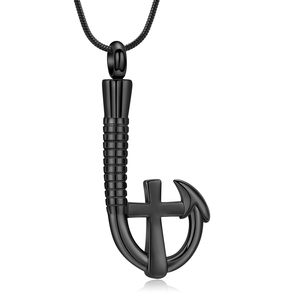 Collar de urna de anzuelo cruzado para cenizas, colgante conmemorativo de pesca, joyería de cremación, soporte para cenizas de seres queridos, recuerdo para hombres y mujeres - Product Image 1