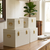 Ensemble de boîtes de rangement vintage en or blanc, coffres de rangement métalliques avec poignée et couvercle verrouillable pour la maison et le dortoir