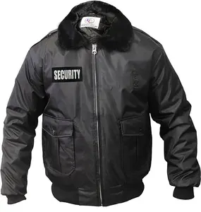 Men's Aviator Flight Jacket Winter Outdoor Coat Security Bomber Pilot Jacket with Fur Collar